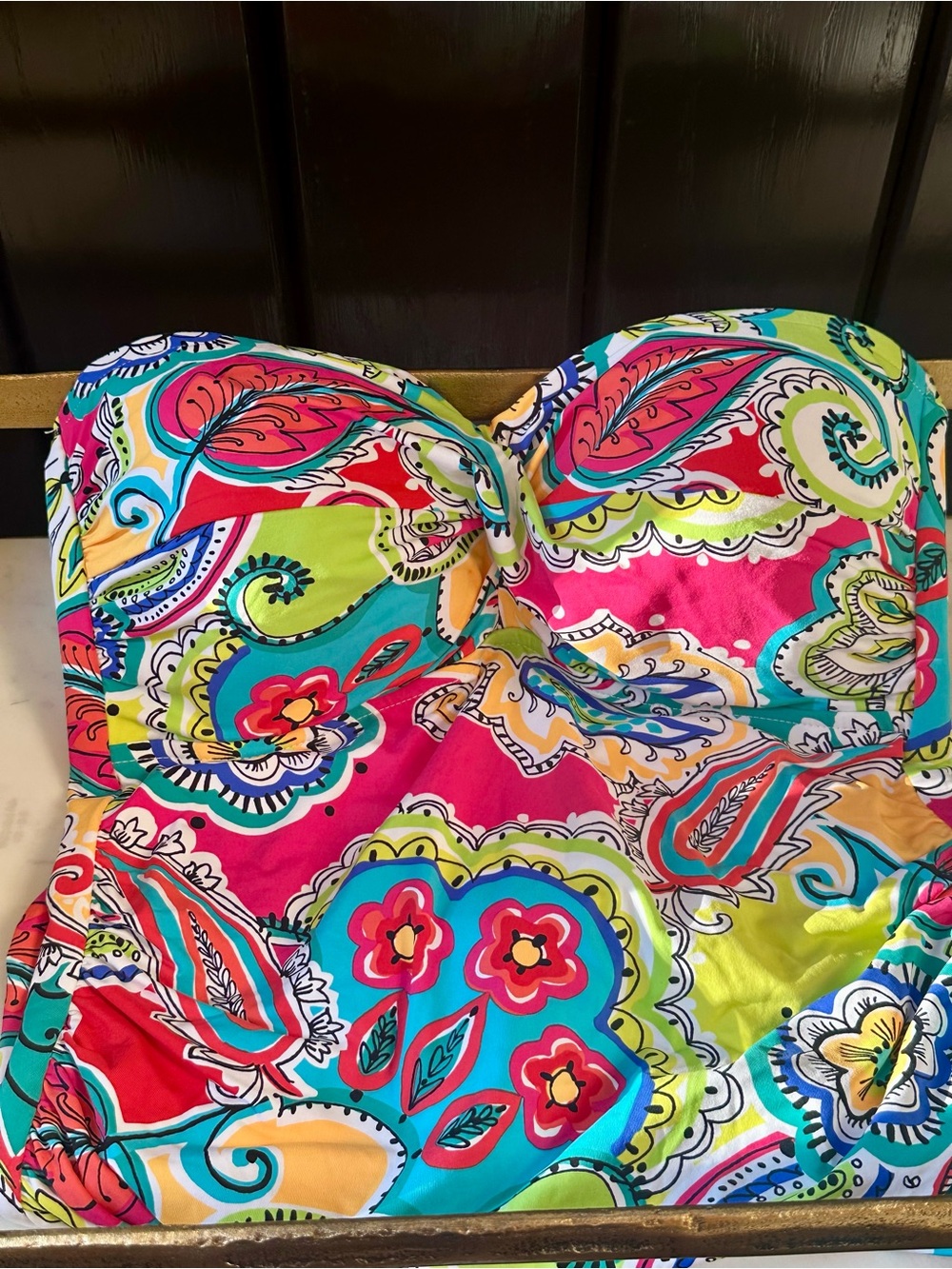 Anne Cole Signature One piece swimwear Multicolor Strapless Ruched Swimsuit 16 - Picture 4 of 9